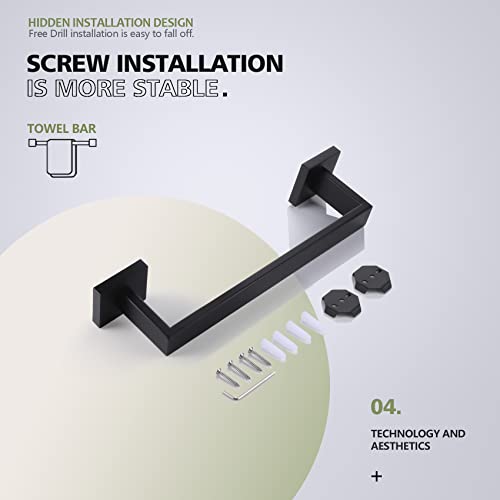 Image of KOKOSIRI 12-Inch Single Towel Bar, Bathroom Kitchen Towel Holder, Wall Mounted SUS304 Stainless Steel Towel Rack, Matte Black, B4003BK-L12