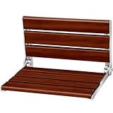 Faltbarer Duschsitz zur Wandmontage, 40,6 cm, Teakholz-Duschsitz für Senioren, Behinderte, Schwangere, maximale Traglast 180 kg, wandmontierter Duschsitz, Duschsitze faltbar, Rot