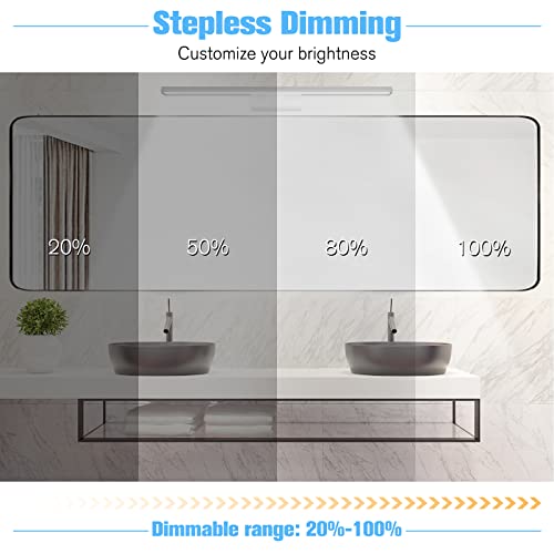 NIORSUN LED Spiegelleuchte Bad Mit Schalter, 15W 60cm, 1400 Lumen, Kostenlose Dimmung 3000K - 6000K, Spiegel Beleuchtung Mit Fernbedienung,Badezimmer Lampe, IP44, 600mm Wandlampe Badezimmer