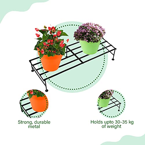 Image of Kraft Seeds by 10 CLUB Rectangular Galvanized Metal Stands for Pot (2 Pcs, 24 Inch) | Metal Plant Stands for Indoor and Outdoor Use | Garden Pot Stand