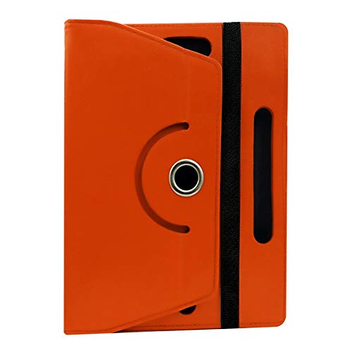 Image of Fastway Rotating Leather Flip Stand Case for DOMO Slate SL36 OS9, Orange | SC 10.1-Inch Tablet, Rotating Design