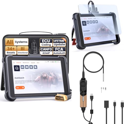 Image of THINKCAR THINKSCAN 689 OBD2 Scanner, TES102 Endoscope Inspection Camera and Tempered Glass Screen Protector, Bidirectional Scan Tool with 3000+ Active Test, ECU Coding, 34+ Reset, Lifetime Update