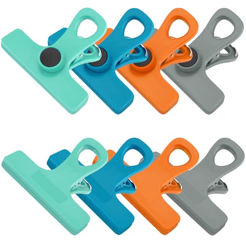 TACGEA Chip Clips, Magnetic Bag Clips with Air Tight Seal for Food Storage, 8 Pieces, Multicolor