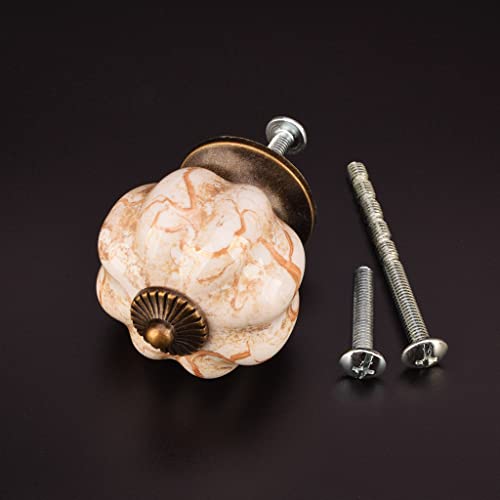 Hanlinggg Cabinet Knobs 10 Pack Ceramic Antique Pumpkin Door Knob Cupboard Dresser Drawer Kitchen Furniture Pulls Handles With 3 Kinds Of Screws #TOP6