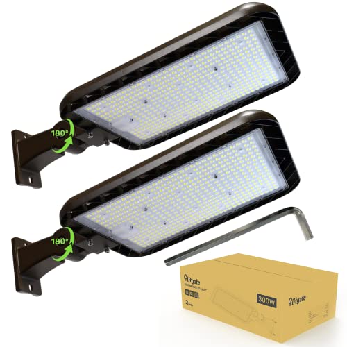 Glitgate 300W LED Parking Lot Lights 45000LM 5000K Adjustable Arm