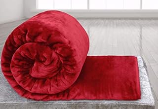 Rohi Blankets Bedspread Red Throw- Luxury Single Bed Fleece Throws Super Soft Fluffy Warm Faux Fur Solid Blanket 127x152cm