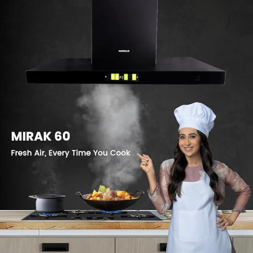 Image of Havells Mirak BLDC 60cm T Shape Glass Chimney|Powerful 1600 m /hr Suction|Filterless Tech|Gesture & Touch Control|Auto Heat Clean|15 Yr Motor & 5 Yr Product Warranty by Havells|Free Installation Kit