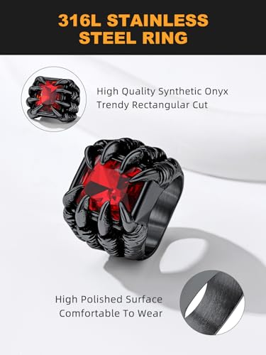 Bestyle BTR27375H-83-09 Goth Men'S Black Ring Gothic Dragon Claw Ring With Synthetic Blue Gemstone, Cool Men Blue Sapphire Signet Ring thumb #6