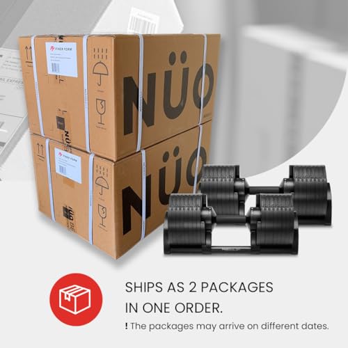 NUOBELL Adjustable Dumbbell Pair 5-80 lbs : the Adjustable Dumbbells and Free Weights You've Always Wanted for Home Gym, Weight Benches and Dumbbell Exercise. Ships as 2 Packages. (Total Black)