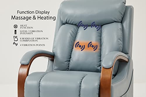 Dynox Small Lift Chair Recliners With Massage And Heat, Dual Motor Power Lift Sofa With Infinite Adjust For Back And Footrest (Blue,Faux Leather) #TOP5