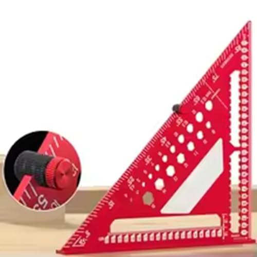 Regla triangular para carpintería con pasador de marcado de 30 cm en color rojo 5