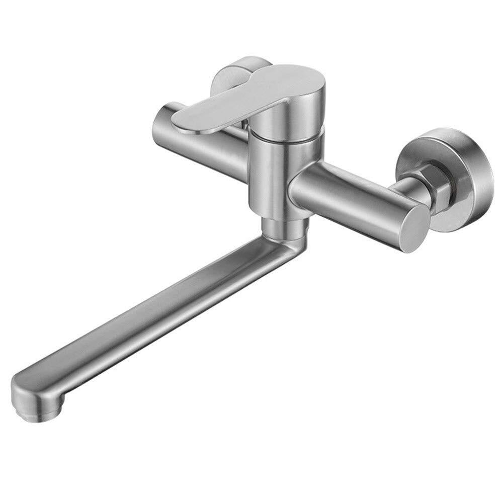Grifo de acero inoxidable de baño tipo mezcladora montada en la pared para evitar salpicaduras 4