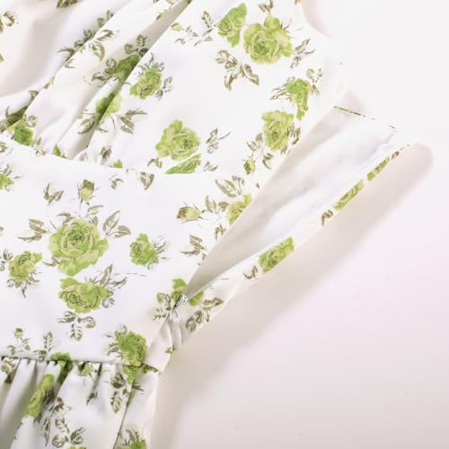 Image of Scarlet Darkness Floral Mini Corset Dress for Women Teen 2026 Summer Spring Flowy A-Line Sundress with Pockets White Green Floral L