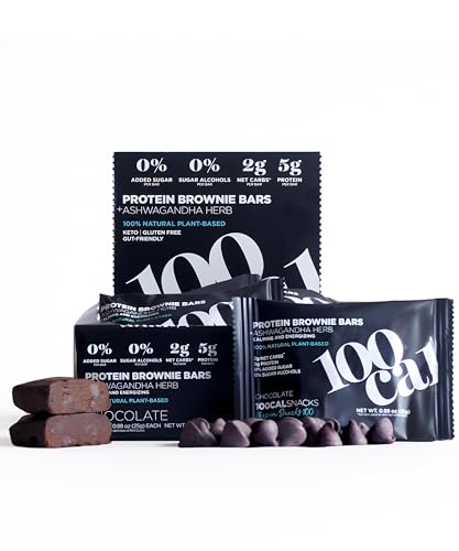 Chocolate Protein Bar Brownie | High Protein, Gluten Free Keto Snack with Vegan Protein for Healthy Gut and Weight Loss | Clean Protein Bars made with Organic Ingredients, Ashwagandha and MCT Oil | Wholesome Yum High Fiber Low Calorie Snacks 100 Calories each | Zero Added Sugar Snacks | 20 Units Snack Box | From 100 CAL SNACKS