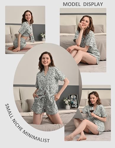 Image of NAP BOUND 100% Cotton Pajamas for Women 2 Piece PJs Set Long Sleeve Button Down Breathable Woven Sleepwear Loungewear XS-XXL