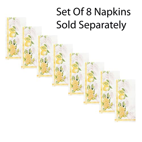 Newbridge Lemon Orchard Farmhouse Bordered Fabric Tablecloth - Fresh Lemon Vine Border Stain And Wrinkle Resistant Tablecloth, 52 Inch X 52 Inch Square #TOP3