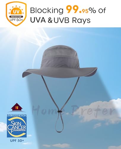 Image of Home Prefer UPF 50+ Men's Sun Hat Wide Brim Bucket Hat UV Protection Hat for Mens Womens Beach Safari Gardening Golf Fishing