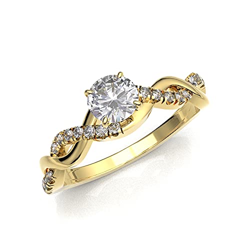 JEWELS FORUM 0.70cts Solitaire Diamond Engagement Ring 14K White Gold 0.55cts Certified Center Diamond Split Shank Setting Infinity Anniversary Wedding Band Ring For Women (Color HI, Clarity I1/I2)