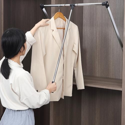 Clothes Rod for Closet Pull Down, Adjustable Wardrobe Hanger Lift, Vertical Space Saver Organizer Hardware