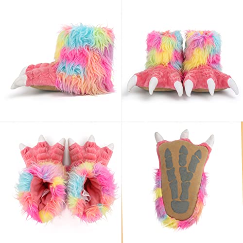 Enifine Kids Adults Animal Furry Paw Slippers With Non-Slip Suede Sole, Fun Novelty Halloween Costume Cosplay Monster Slippers #TOP3