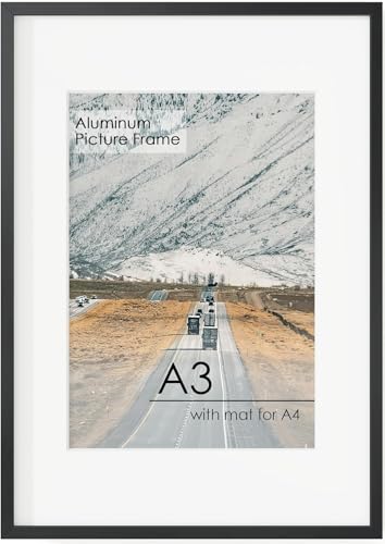 Acovy A3 写真フレーム アルミフォトフレーム マット仕上げ 200x287mm 高解像度プレキシガラス付き 金属製 A3(297x420mm) 写真フレーム 壁または卓上ディスプレイ用 壁掛けフック付き