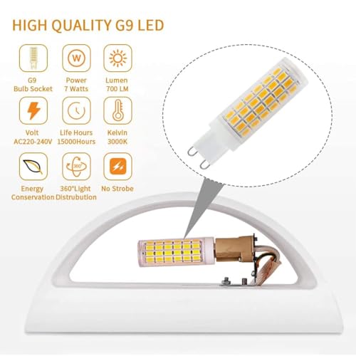 Indoor Wall Lights 2 Pack, 7W Warm White LED Modern Plaster Wall Lights, Decorative Up and Down Wall Lamp Sconce for Living Room, Bedroom, Corridor, Stairs, Pathway (G9 LED Bulb Include) - Image 2