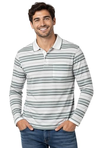 Image of SANE ORIGINALS Full Sleeves Polo Collar Tshirt for Men with Pocket || Stripe Collar and Pocket Tshirt for Men Long Sleeves Navy Blue