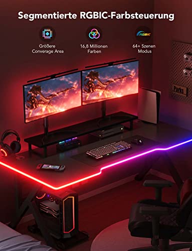 Govee RGBIC Neon LED Strip für Gaming Schreibtisch, 5M Gaming LED Streifen, Zuschneidbarer LED Streifen, Neon Schild Kompatibel zu Razer Chroma, 11 Musik, 64+ Szene, RGB APP-Steuerung 3