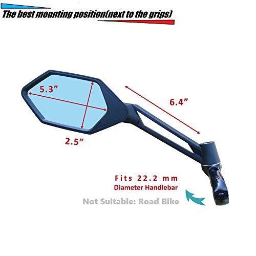 Meachow New Scratch Resistant Glass Lens,Handlebar Bike Mirror, Adjustable Safe Rearview Mirror, Bicycle Mirror (Blue Left Side) Me-005Lb #TOP4