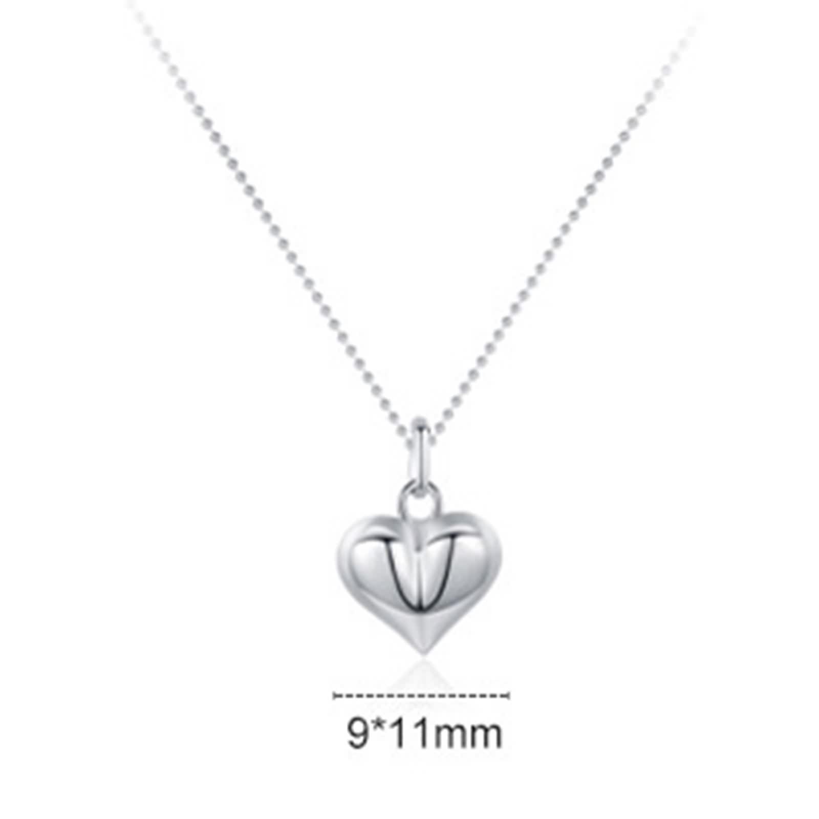 Collana con Ciondolo Cuore, Collane Lunghe Donna Catenina Gioielli Vero Oro Bianco 9K/14K/18K 40+5cm