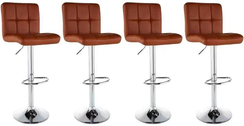 Bar Stools Set of 4 Kitchen stools Modern barstools PU Leather Height Adjustable Swivel Stools Dinning Chairs (Brown)