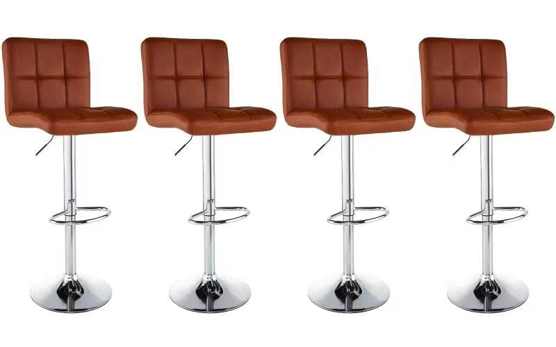 Bar Stools Set of 4 Kitchen stools Modern barstools PU Leather Height Adjustable Swivel Stools Dinning Chairs (Brown)