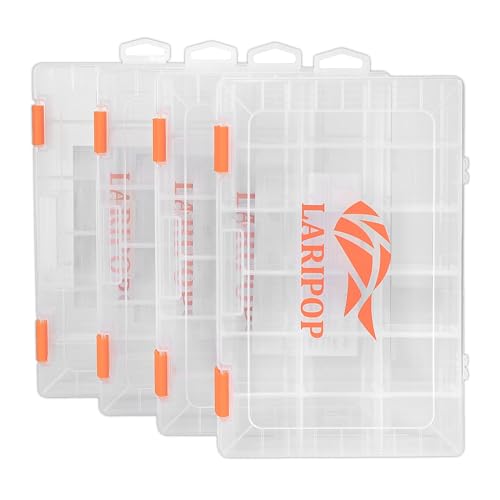 Fishing Tackle Box Set - 4 Adjustable Divider Trays for Anglers