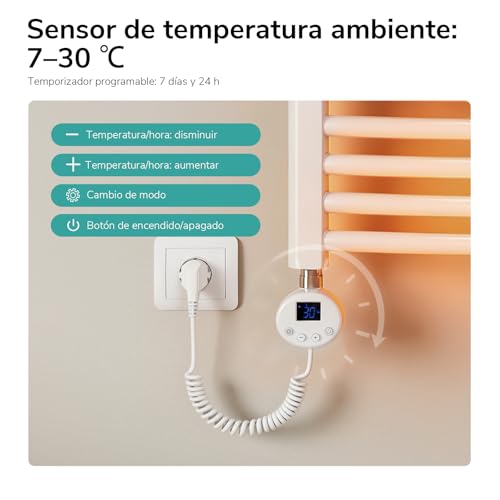 Miniatura 5 de Emke Radiador Toallero Eléctrico Para Baño,140 X 40 Cm, Secatoallas Eléctrico Con Wifi Termostato, 500 Vatios Blanco ,Toallero Electrico Baño