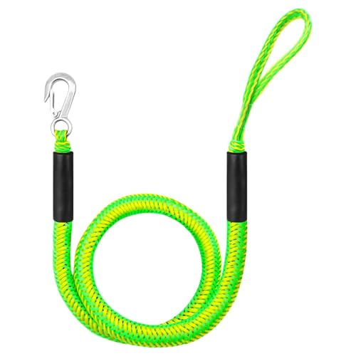 Cuerda de acoplamiento para barco, línea de muelle de 4 pies con gancho, material de látex de polietileno, cuerda elástica marina estirada de 280 g, cable de amarre de acero inoxidable para uso de