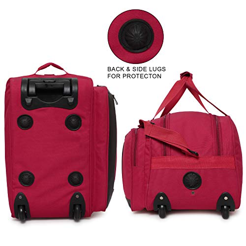 Image of Dejan Bags Duffle Trolley Bag | Luggage Bag with Wheels and Handle - (20 Inch | 52 cm) (Red)