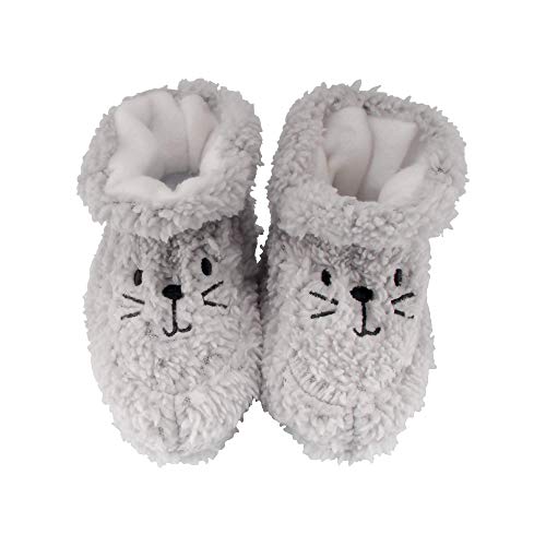 BambooMN Infant Toddler Grey Soft Furry Plush Cozy Fuzzy Booties Slippers, 15-18 Months, Color 24