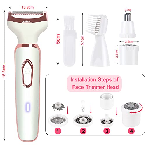 Electric-Lady-Shaver-Women-Razors-for-Shaving-Cordless-4-in-1-Shaver-for-Women-Face-Legs-and-Underarm-Portable-Bikini-Trimmer-Wet-Dry-Hair-Removal-Cordless-Micro-USB-RechargeableShaver