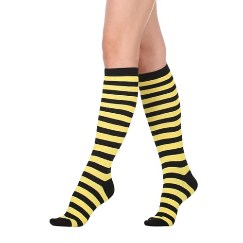 Image of Striped Knee High Socks for Women Outdoor Sport Athletic Stripe Casual Tube Socks