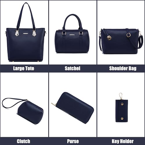 Image of OTMIPIML Purses and Handbags for Women Synthetic Leather Tote Crossbody Bags Satchel Purses Set 6pcs | Set