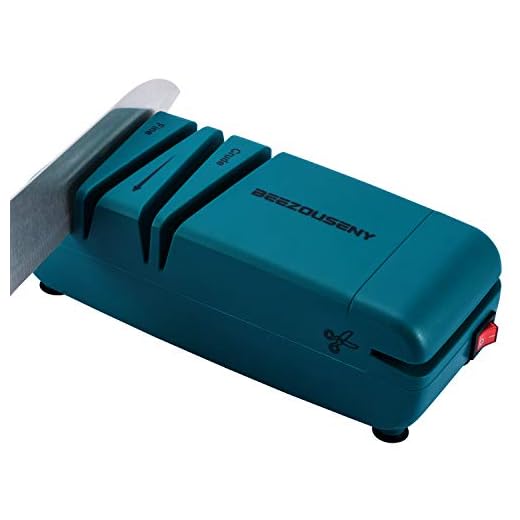 Beezouseny Knife Sharpener Electric, 50W 110VAC Plug In Kitchen Knives Scissors Sharpener Machine For Home And Chef, 2 Wide Stages 15-Degree Bevel, Green