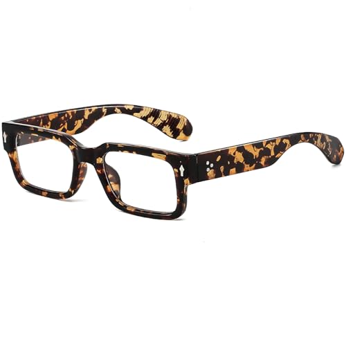 Image of Breaksun Rectangle Glasses for Men Women Square Blue Light Glasses Thick Frame Black Eyeglasses