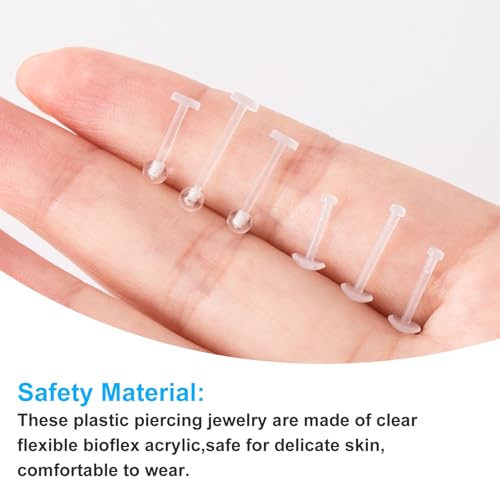 30pcs Clear Piercing Retainer for Women Men, Transparent Plastic Lip Rings Retainer, Nose Studs Retainers for Sports Work - 1/4" (6 mm), 5/16" (8 mm), 3/8" (10 mm)3