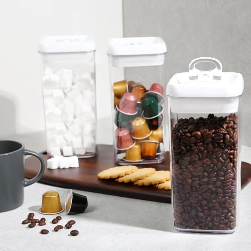 Image of Airtight Food Storage Container with Lid Regular-L Lock Top Stackable Acrylic Kitchen Canister Jar for Nuts Snack Cracker Organizer (1350 ml Pack of 1 PCS)