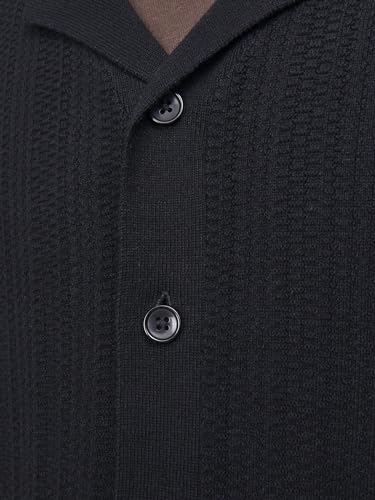 JACK&JONES Herren JORVALENCIA Structure Knit SS Polo SN Poloshirt, Black, S – Ansicht 5