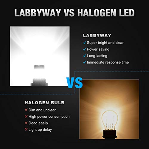 LABBYWAY Pack of 4 1000 Lumens Super Bright 3014 54-EX Chipsets 3056 3156 3057 3157 4157 LED Bulbs with Projector for Reverse Back Up Lights DRL Turn Signal Lights Tail Brake Lights, Xenon White