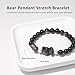 Togous Black Obsidian Stretch Bracelet, Cute Bear Beaded Bracelet for Women, Adjustable Spiritual Jewelry for Protection, Strength, and Positive Energy, Feng Shui Bracelet Good Luck Gifts