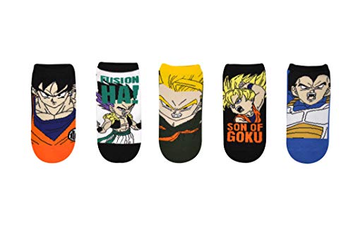Listado y reviews de Dragón ball hd los mejores 10. 28 Dragon Ball Super Lowcut Calcetines (5 pares) – Dragon Ball Goku, troncos, Goten, Vegeta Calcetines invisibles para mujeres y hombres