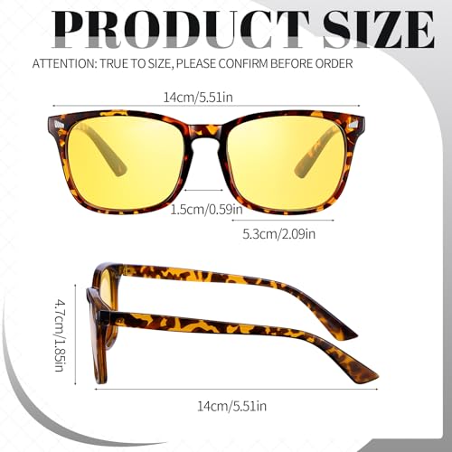Image of Polarized Sunglasses for Women Men Night Vision Glasses Anti Glare | Yellow Anti Glare UV400 Lens, Lightweight Square Frame, for Day Night Use, Driving, Fishing, Cycling, Traveling