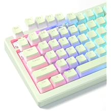 Womier Shine Through PBT Keycaps, Green Pudding Key caps, OEM Profile Double Shot Custom Keyboard Keycaps 130-key Set for 60% 65% 75% 100% Cherry Gateron MX Mechanical Keyboard-Matcha Green